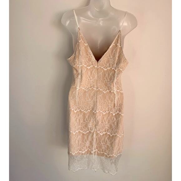 Lush Ivory Lace Slip Dress Open Back V-Neck Sleeveless Size Large - Picture 3 of 8
